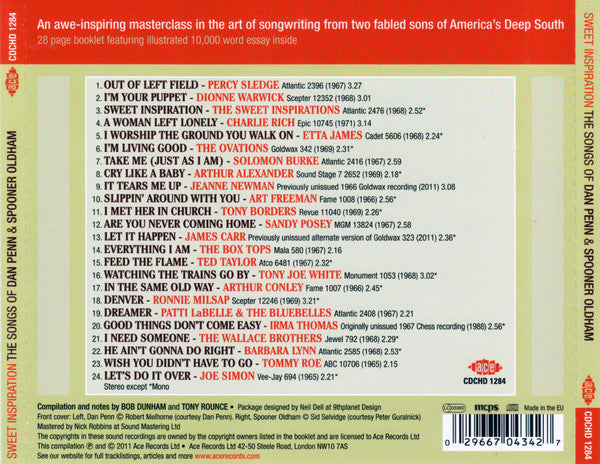 Dan Penn & Spooner Oldham : Sweet Inspiration (The Songs Of Dan Penn & Spooner Oldham) (CD, Comp, Mono)