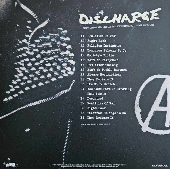 Discharge : First London Gig, Live At The Music Machine, October 28th, 1980 (LP, Album, Ltd, RE, Whi)