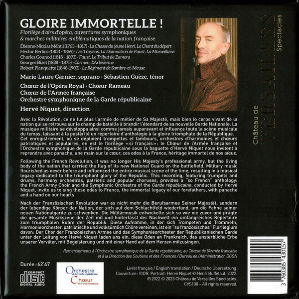 Hervé Niquet, Choeur De L'Armée Française, Chœur De L'Opéra Royal, Choeur Rameau, Orchestre De La Garde Républicaine : Gloire Immortelle ! (CD)