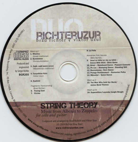 Richter Uzur Duo : String Theory - Music From Albéniz to Zeppelin for cello and guitar (CD, Album)