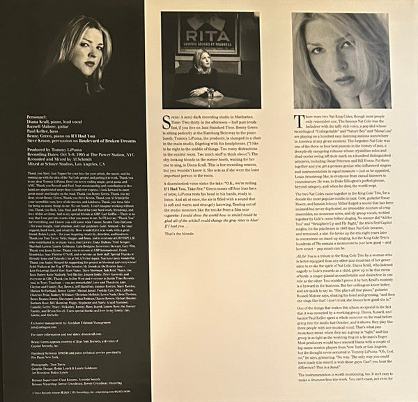 Diana Krall : All For You (A Dedication To The Nat King Cole Trio) (2xLP, Album, RE, 180)