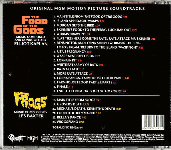 Elliot Kaplan, Les Baxter : The Food Of The Gods / Frogs (Original MGM Motion Picture Soundtracks) (CD, Album, Comp, Ltd)