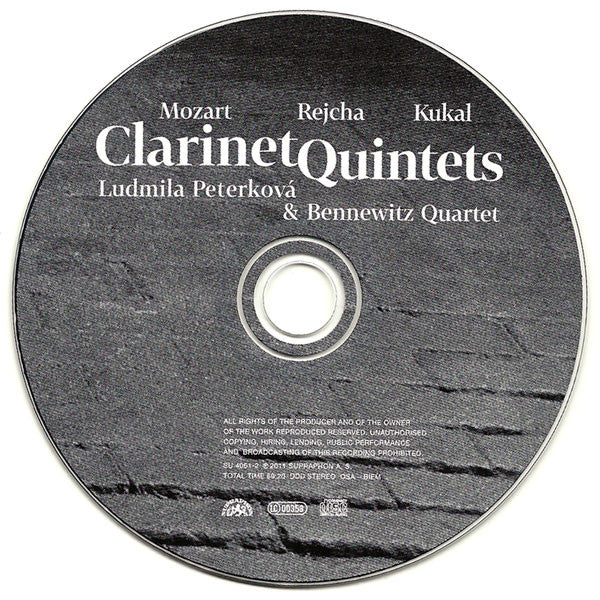 Wolfgang Amadeus Mozart • Anton Reicha • Ondřej Kukal / Ludmila Peterková & Bennewitz Quartet : Clarinet Quintets (CD, Album)