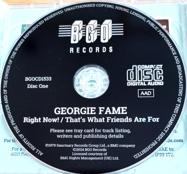 Georgie Fame : Right Now! / That's What Friends Are For / Closing The Gap (2xCD, Comp, RM)