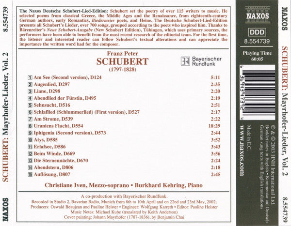 Franz Schubert, Christiane Iven, Burkhard Kehring : Mayrhofer-Lieder, Vol. 2 (CD)