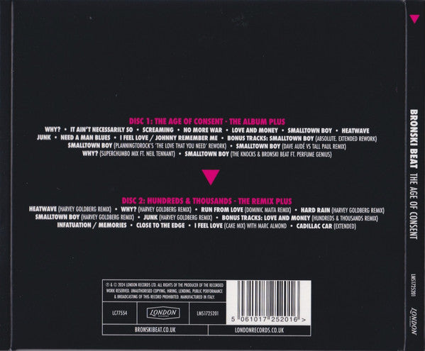 Bronski Beat : The Age Of Consent (CD, Album, RE + CD, Album, RE + RM, 40t)