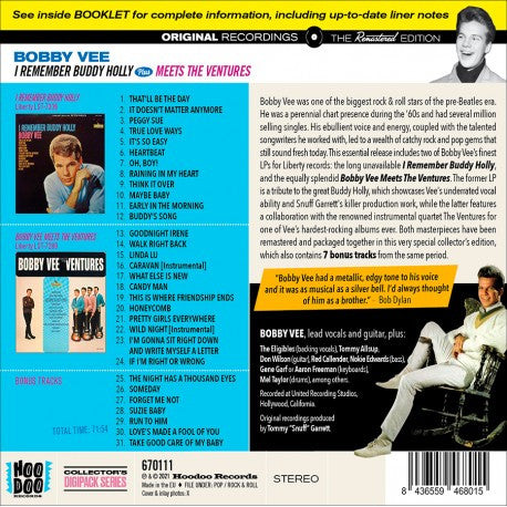 Bobby Vee : I Remember Buddy Holly (CD, Album, Dig)