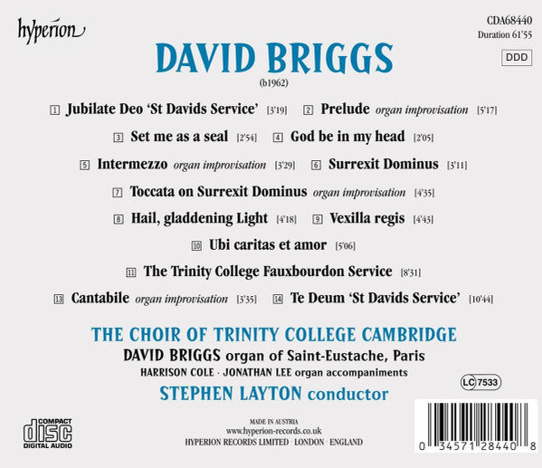 David Briggs (5), The Choir Of Trinity College, Cambridge, Stephen Layton : Hail, Gladdening Light & Other Works (CD, Album)