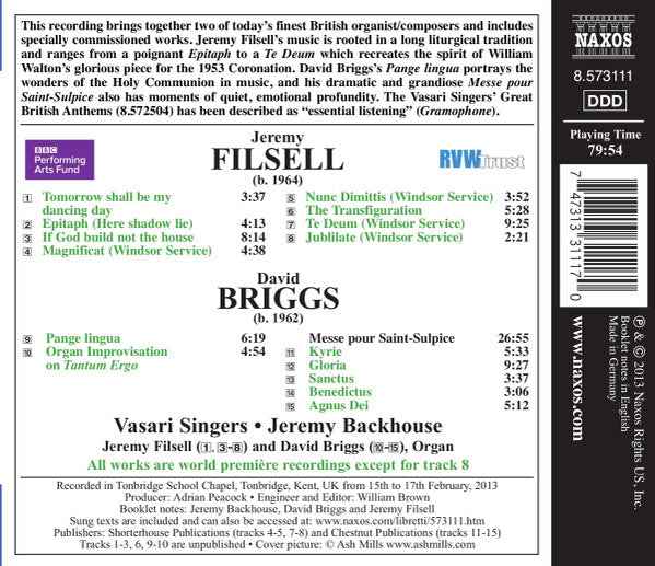 Jeremy Filsell, David Briggs (5), Vasari Singers, Jeremy Backhouse : Briggs • Filsell: Choral Music (CD, Album)