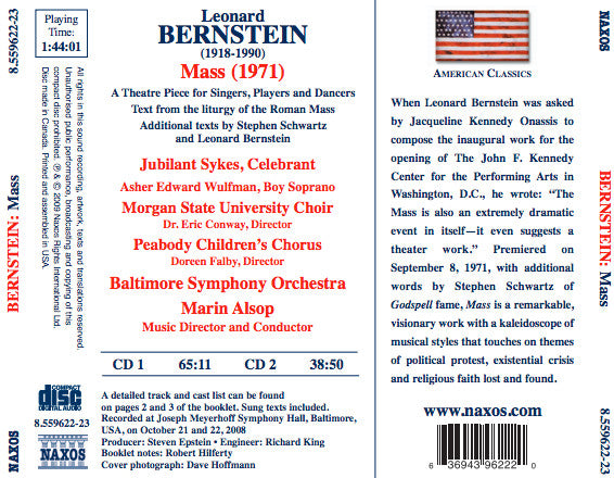 Leonard Bernstein, Jubilant Sykes, Baltimore Symphony Orchestra, Marin Alsop : Mass (2xCD, Album)
