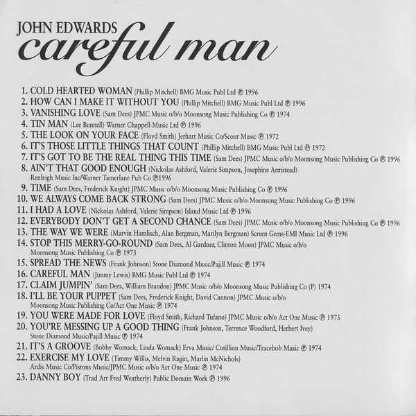 John Edwards (3) : Careful Man (CD, Comp)
