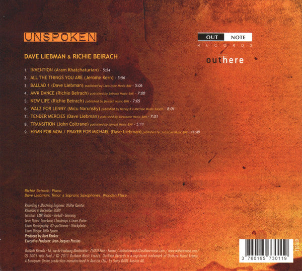David Liebman / Richard Beirach : Unspoken (CD, Album)