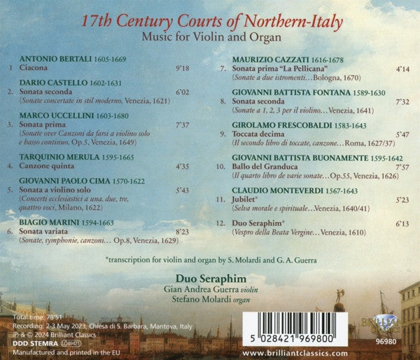 Duo Seraphim : Gian Andrea Guerra, Stefano Molardi : 17th Century Courts Of Northern-Italy (Music For Violin & Organ) (CD, Album)