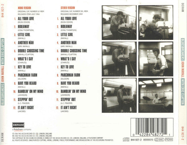 John Mayall With Eric Clapton : Blues Breakers (CD, Album, Mono, RE, RM, RP)