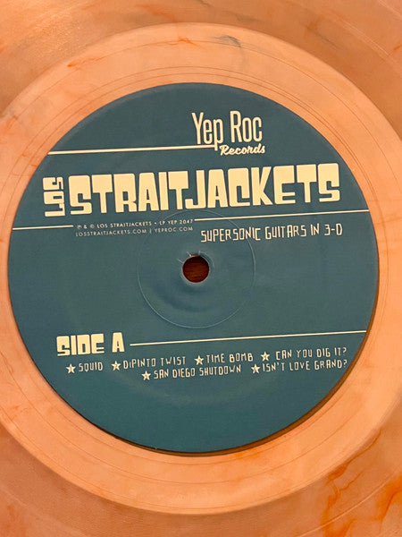 Los Straitjackets : Supersonic Guitars In 3-D (LP, Album, Ltd, RE, Cle)