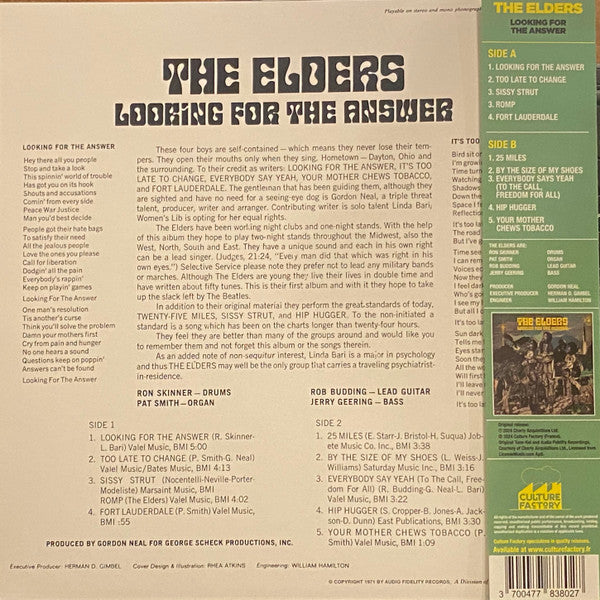 The Elders (3) : Looking For The Answer (LP, Album, RE, Tra)