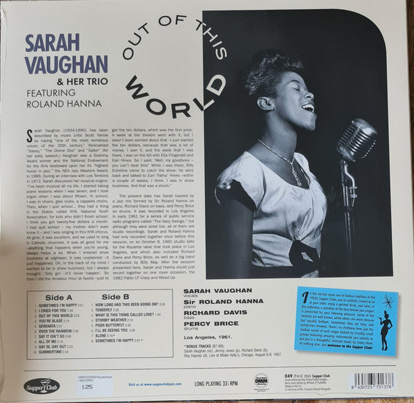 Sarah Vaughan And Her Trio : Out Of The World (LP, Album, Ltd, Num, 180)