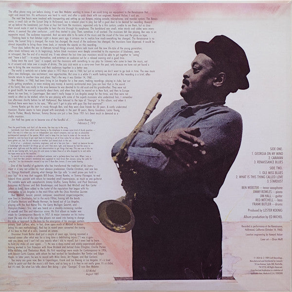 Ben Webster : At The Renaissance (LP, Album, RE, 180)