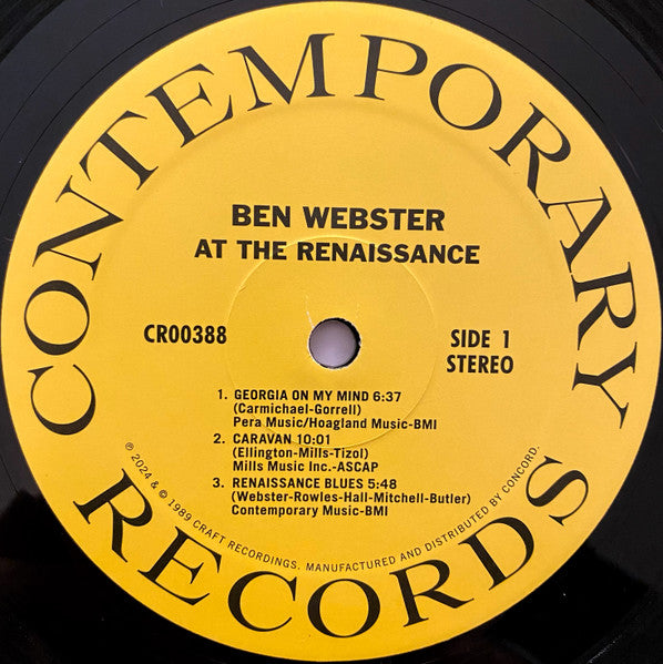 Ben Webster : At The Renaissance (LP, Album, RE, 180)