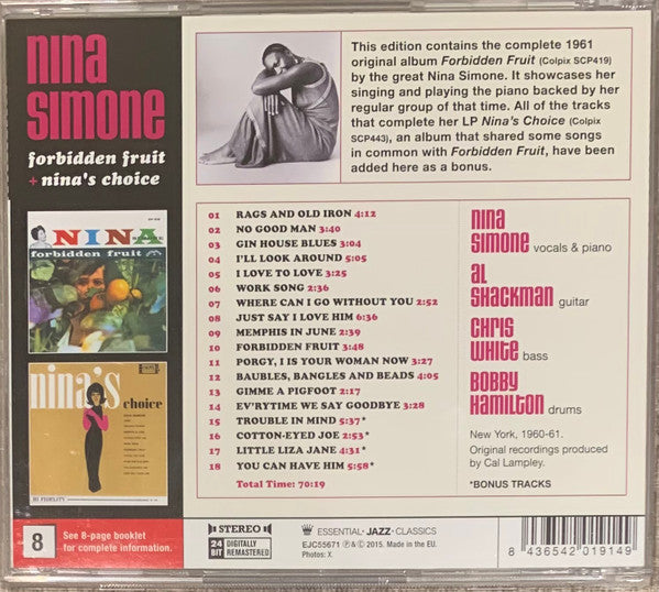 Nina Simone : Forbidden Fruit + Nina's Choice (CD, Comp, RM)