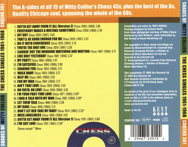 Mitty Collier : Shades Of Mitty Collier : The Chess Singles 1961-1968 (CD, Comp, Mono)