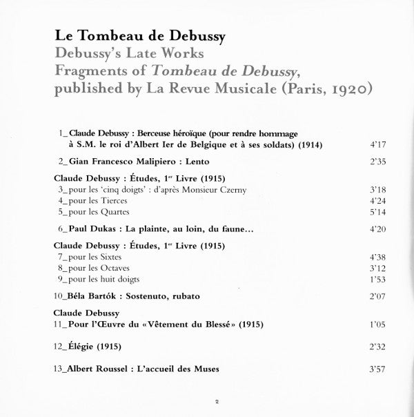 Claude Debussy – Jan Michiels : Le Tombeau De Debussy (CD)