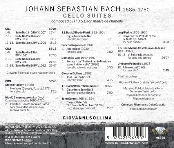Johann Sebastian Bach - Giovanni Sollima : Cello Suites (3xCD, Album)