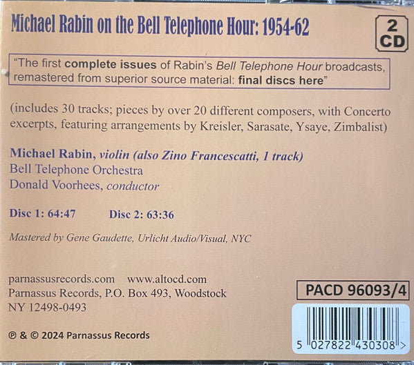 Michael Rabin : On The Bell Telephone Hour (Years 1954-62) (2xCD, Comp)