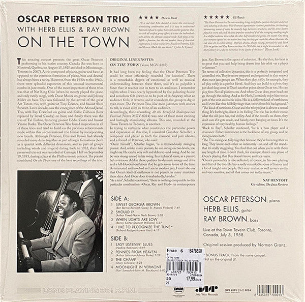 The Oscar Peterson Trio : On The Town With The Oscar Peterson Trio (LP, Album, Ltd, RE, RM, 180)