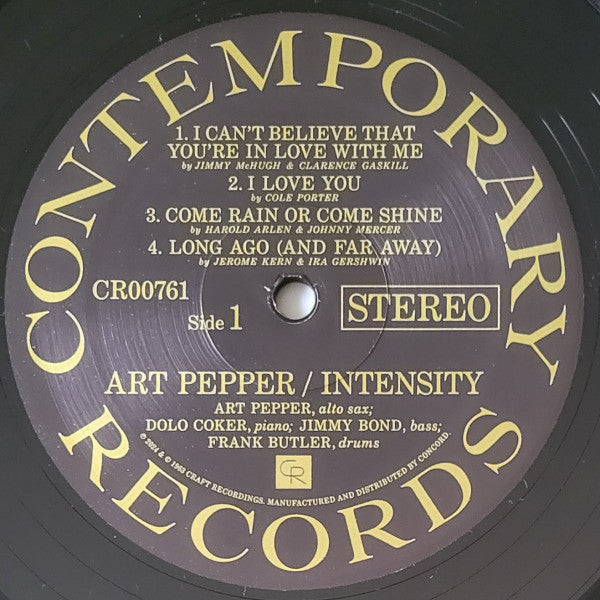 Art Pepper : Intensity (LP, Album, RE, 180)