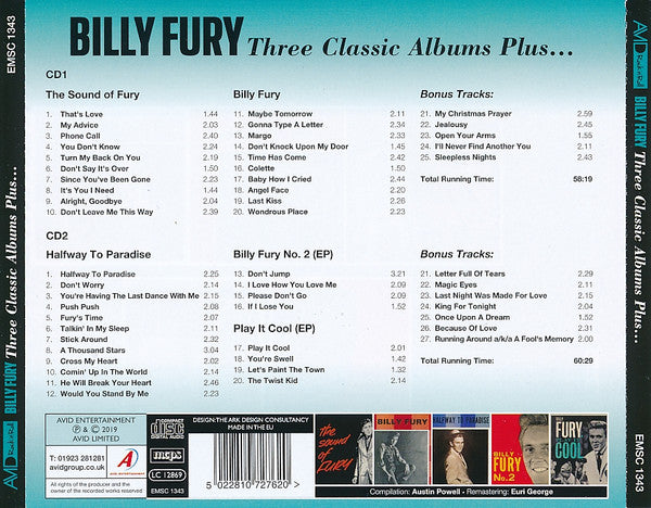 Billy Fury : Three Classic Albums Plus... (2xCD, Comp, RM)