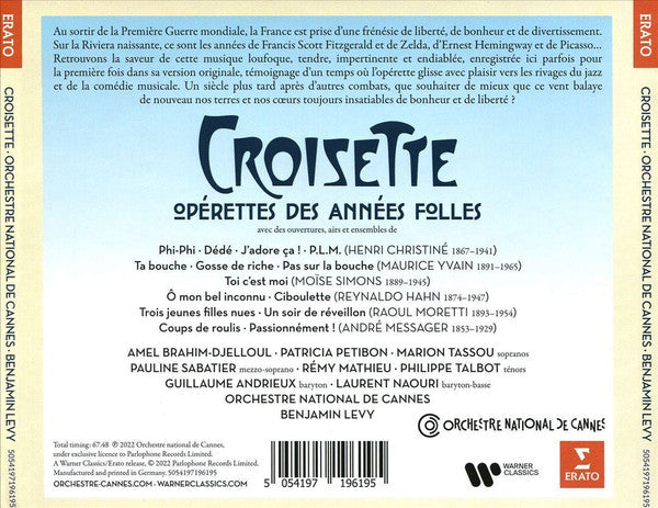 Orchestre National de Cannes, Benjamin Levy (3) : Croisette: Opérettes Des Années Folles (CD)