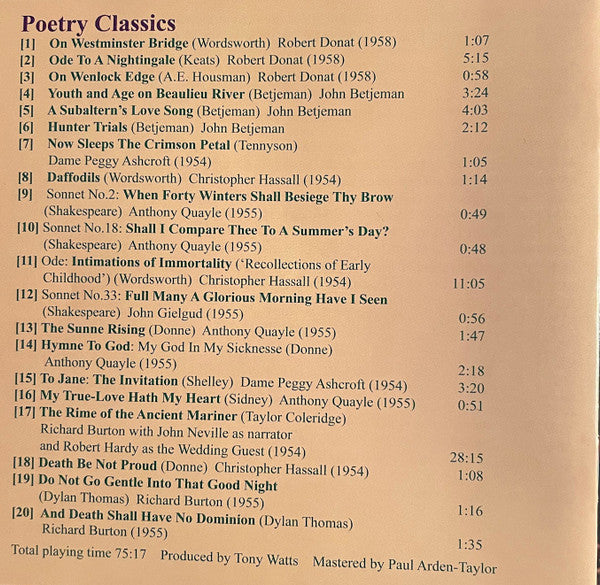 Various : Poetry Classics / Great Voices (CD)