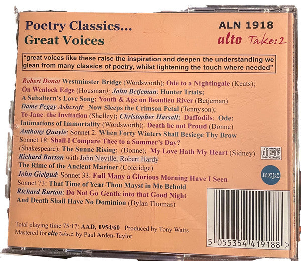 Various : Poetry Classics / Great Voices (CD)
