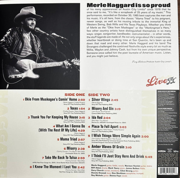 Merle Haggard : Live From Austin TX (LP, Album, RE, 150)