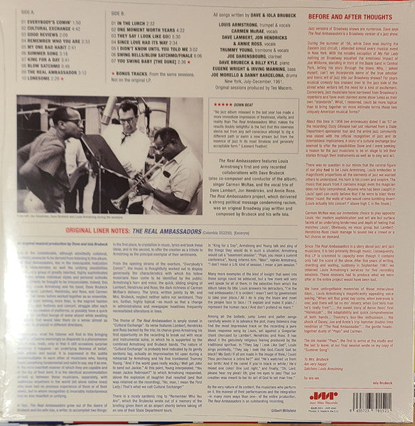 Louis Armstrong And His Band, Dave Brubeck, Lambert, Hendricks & Ross, Carmen McRae : The Real Ambassadors (LP, Album, Ltd, RE, 180)