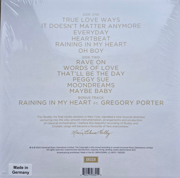 Buddy Holly With The Royal Philharmonic Orchestra : True Love Ways (LP, Album, RE, Col)