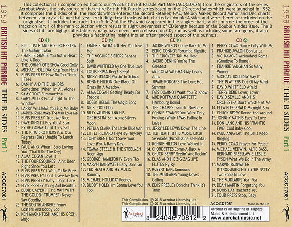 Various : 1958 British Hit Parade - Britain's Greatest Hits Volume 7 - The B Sides - Part 1 January - June (4xCDr, Comp)
