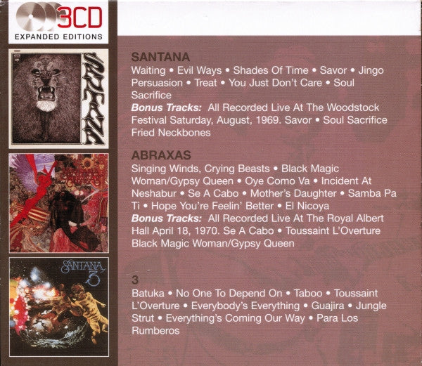 Santana : Santana / Abraxas / 3 (CD, Album, RE, RM + CD, Album, RE, RM + CD, Album,)