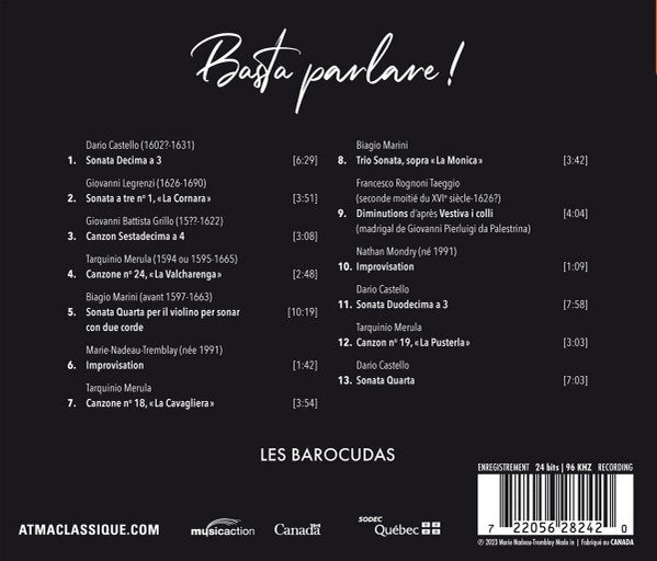 Les Barocudas : Basta Parlare! (CD)