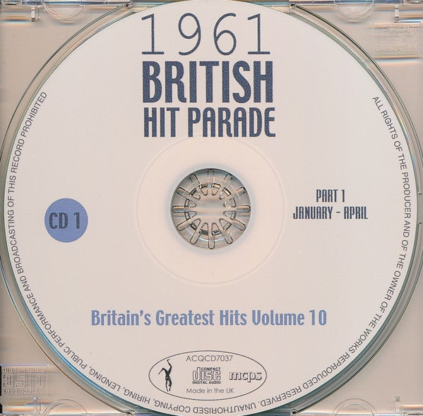 Various : 1961 British Hit Parade - Britain's Greatest Hits Volume 10 - Part 1 January - April (4xCDr, Comp)