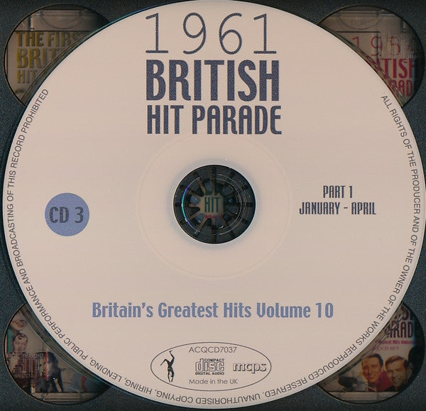 Various : 1961 British Hit Parade - Britain's Greatest Hits Volume 10 - Part 1 January - April (4xCDr, Comp)