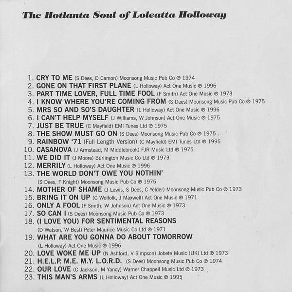 Loleatta Holloway : The Hotlanta Soul Of Loleatta Holloway (CD, Comp)