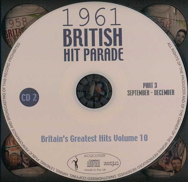 Various : 1961 British Hit Parade - Britain's Greatest Hits Volume 10 - Part 3 September - December (4xCDr, Comp)