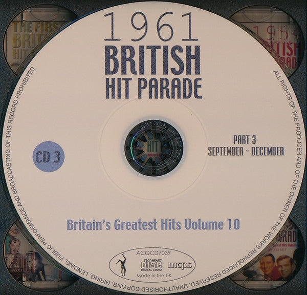Various : 1961 British Hit Parade - Britain's Greatest Hits Volume 10 - Part 3 September - December (4xCDr, Comp)