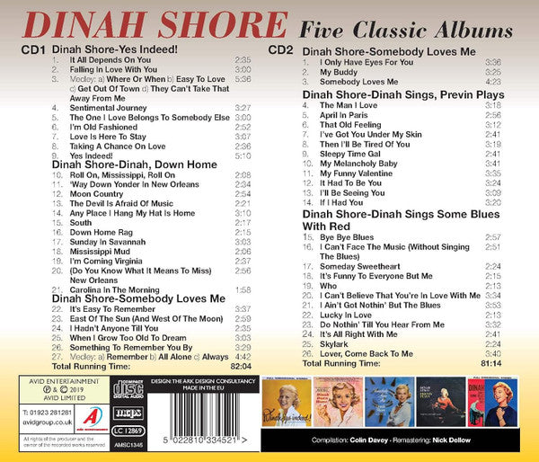 Dinah Shore : Five Classic Albums (2xCD, Comp, RM)