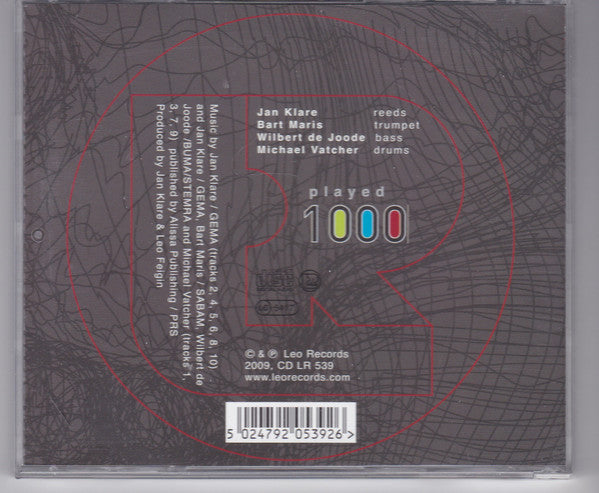 Jan Klare / Wilbert de Joode / Michael Vatcher / Bart Maris : 1000 (2) : Played (CD, Album)