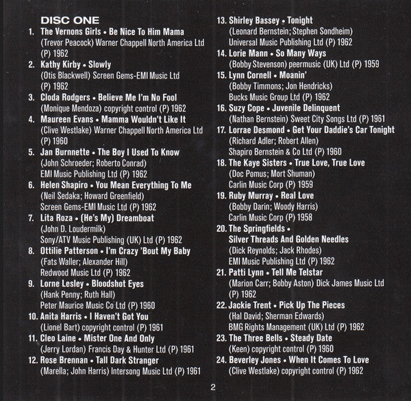 Various : Be Nice To Him Mama (More Early Brit Girls, 1957-1962) (2xCD, Comp)