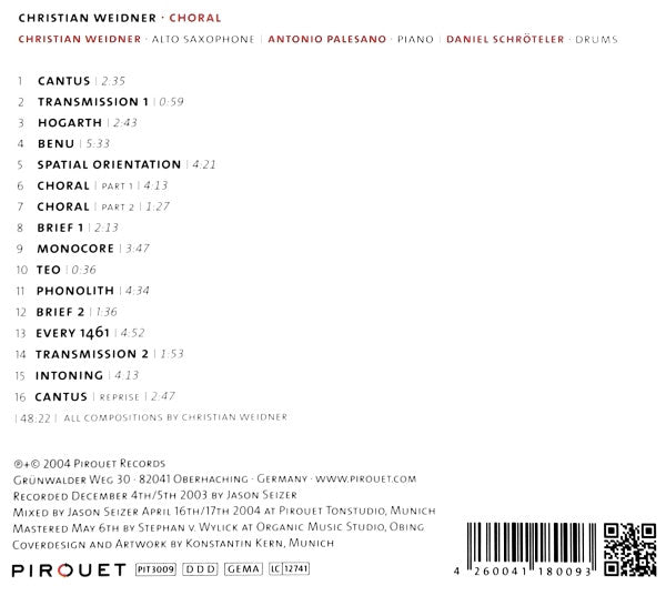 Christian Weidner : Choral (CD, Album)