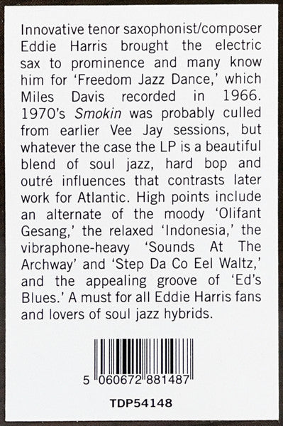 Eddie Harris (15) : Smokin (LP, Album, RE)
